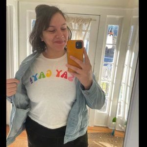 Say Gay! White Crop Top